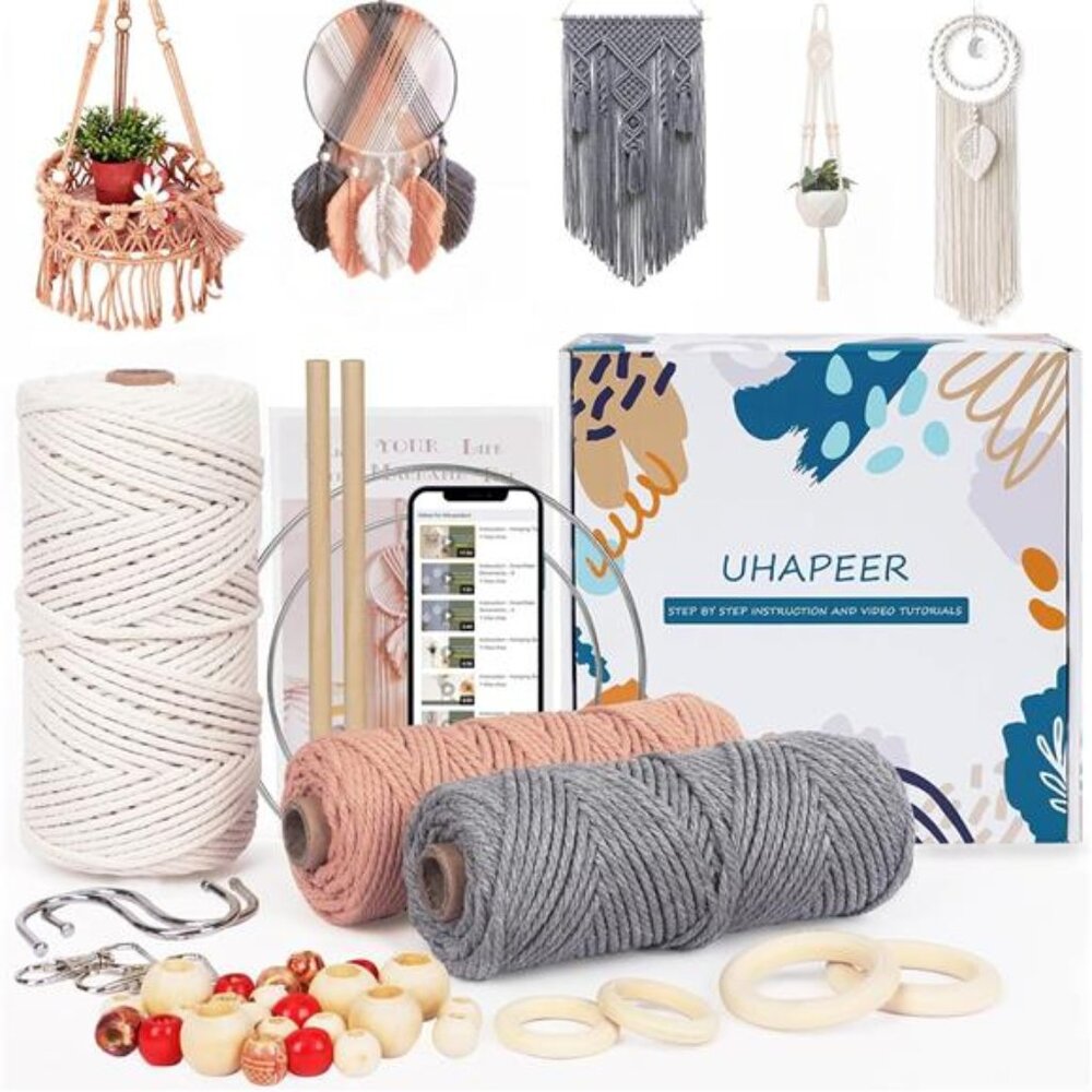 Macrame Kits for Adults Beginners with 656 Feet 3 mm Macrame Cotton Cord